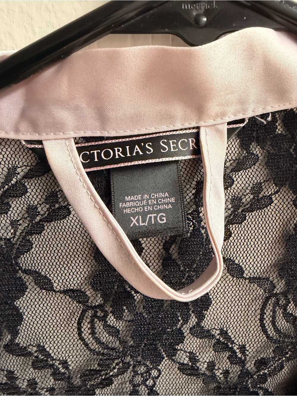Victoria's Secret Pink Satin and Black Lace Robe - Picture 4 of 6